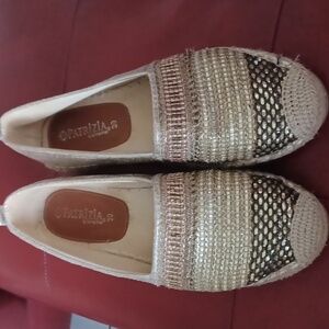 Patrizia by Spring Step Raiatea Slip On Gold Espadrille Loafer
